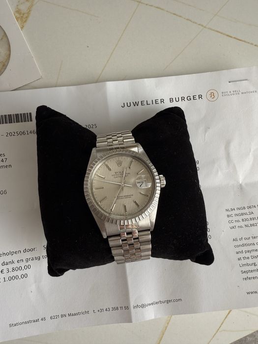 Rolex Datejust 36 Silver tapestry dial staal-Automaat (1985 watch only)