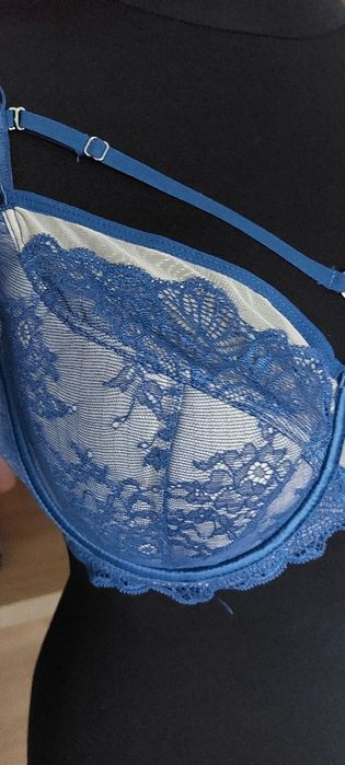 Lanny Mode Elegancki Niebieski Biustonosz Odpinane Strapsy 90D