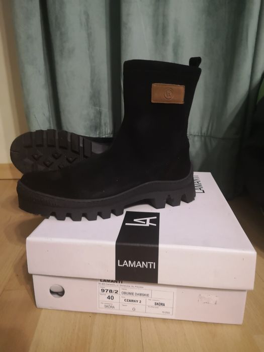 Botki zamszowe skórzane Lamanti