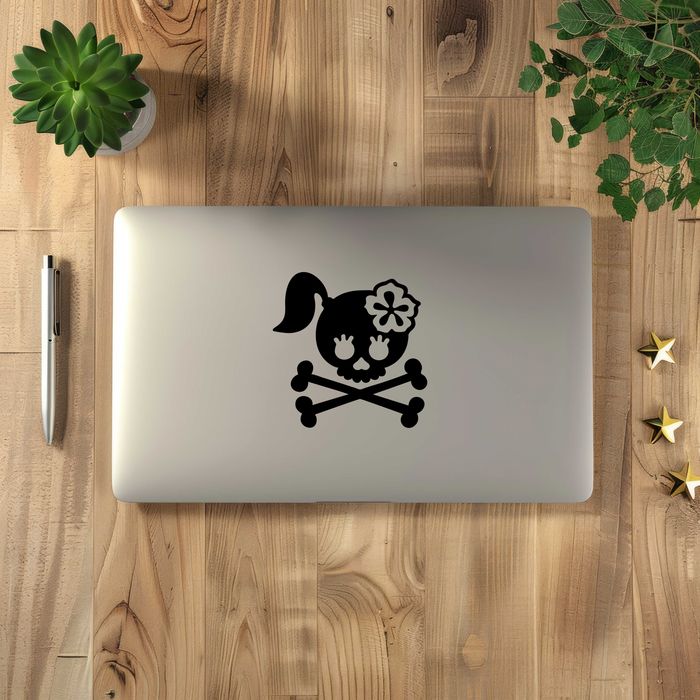 Naklejka LADY SKULL - na laptopa, zderzak, lusterko, szybę