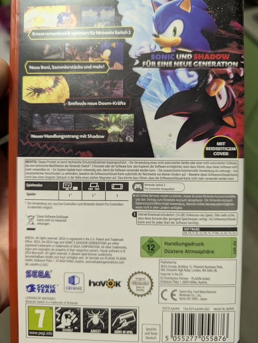 Sonic X Shadow Generations Nintendo switch 2