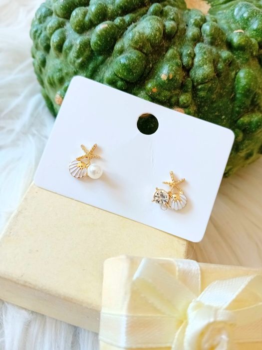 Nowe urocze srebne próby 925 pozłacane kolczyki muszelki