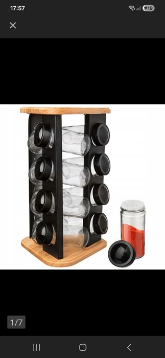 Obrotowy stojak drewniany na przyprawy nowy