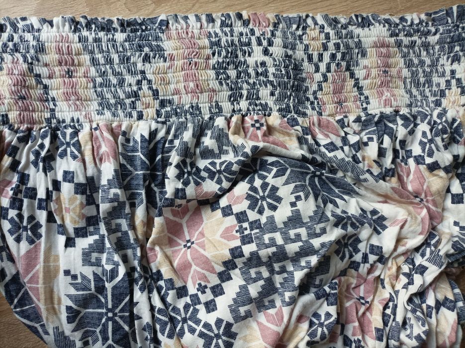 Zizzi, beżowa bluzka, tunika, koszula, oversize, w kwiaty, M