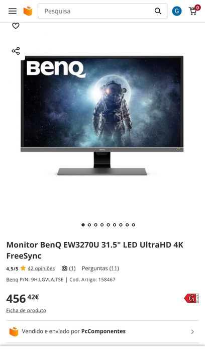 Monitor BenQ UltraHD 4K 31.5" LED 3840 x 2160 pixels