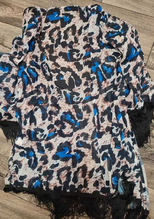 Шикарный пляжный комплект 2 в 1 - Туника купальник слитный леопард