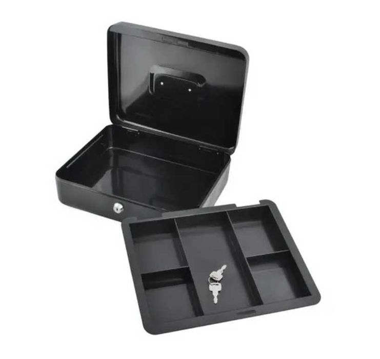 Металева касетна скринька для грошей та документів з ключем Сейф каса