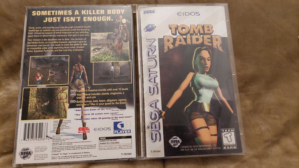 Sega Saturn Tomb Raider (Caixa e manual)
