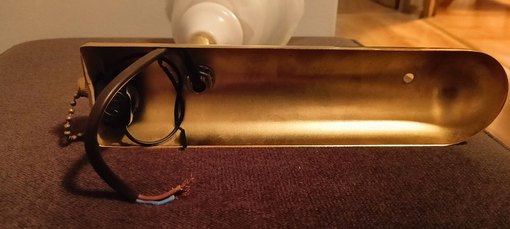 Kinkiet regulowany zloty z bialym klosz