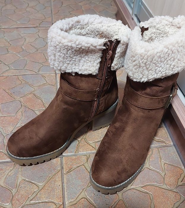 Черевики жіночі весна осінь зима 41 теплі женские ботинки на каблуке