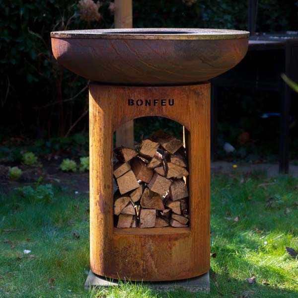 Braseiro com prancha BonBiza Open em Corten