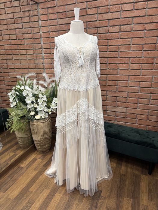 Suknia ślubna r.54 boho, rustykalna, vintage