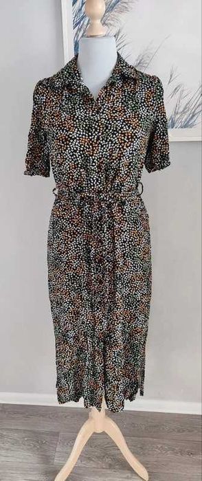 Sukienka midi kwiatki wiązana pasek Next L/XL