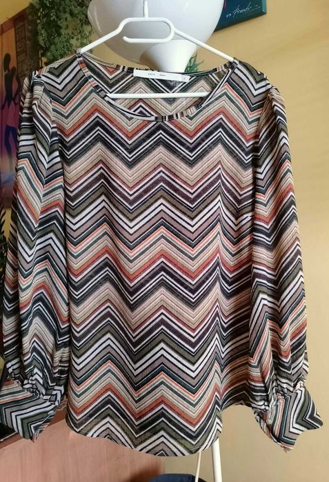 bluzka beż brąz zielona ruda wzór *Costa&Mani* 42/44 XL/XXL