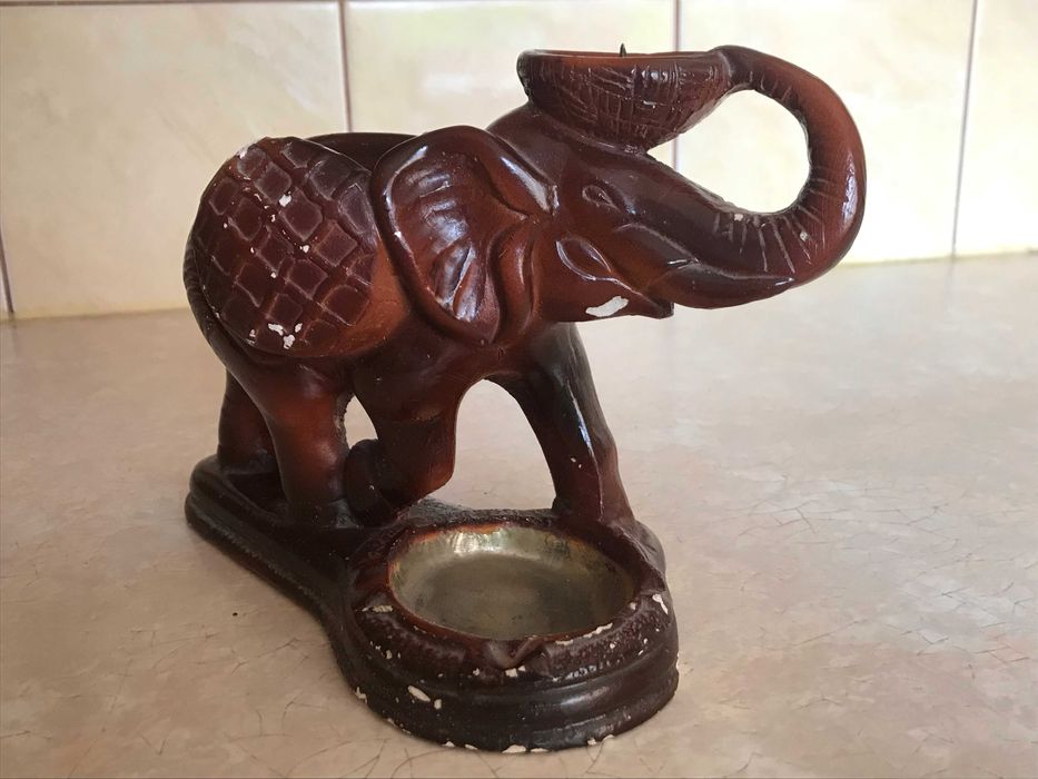 Świecznik/popielniczka ceramiczny słoń vintage