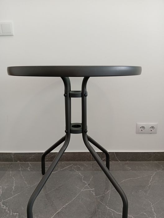 Mesa de Jardim Redonda Cinzento Escuro 60cm de Diâmetro