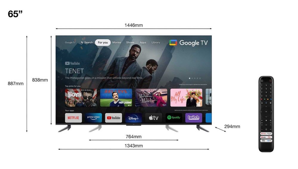 Telewizor TCL 65C745 65” QLED 4K 144 Hz Google TV / HDMI 2.1