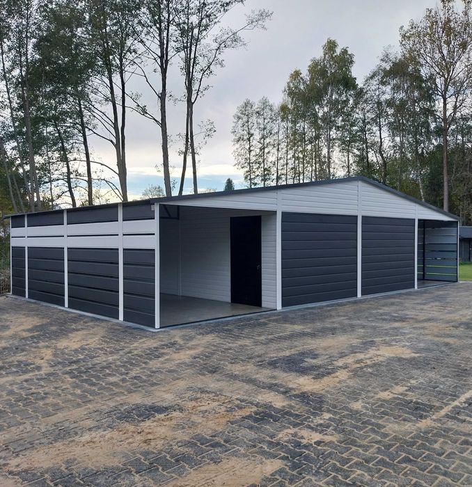 Garaż blaszany 12x6m wiata panelowa nowoczesne garaże blaszane producent garaży Gregor