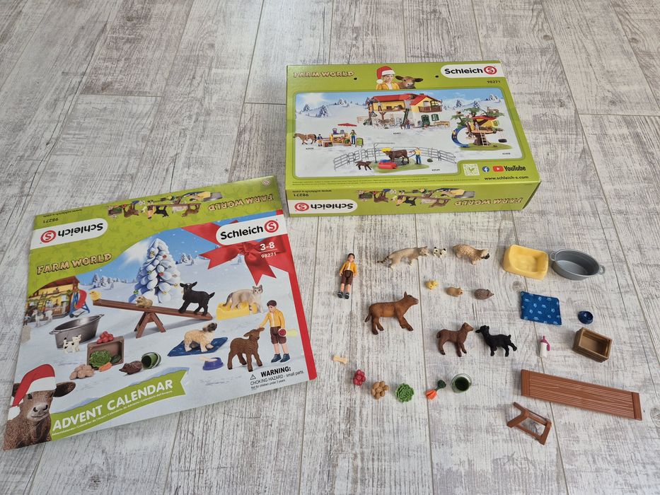 Schleich farm world duży zestaw figurek cielak kotek piesek