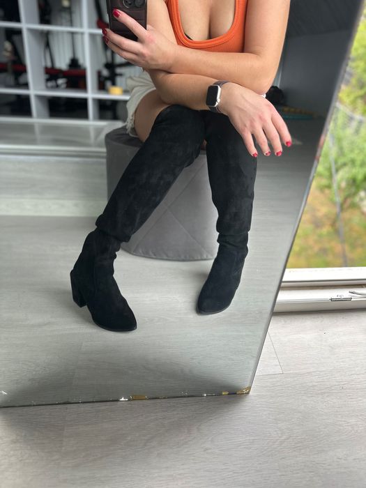 Ботфорди-панчохи натур.замша 37