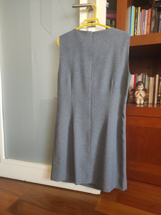 Fato senhora, casaco mais vestido manga cava, cumprimentos 83 cms