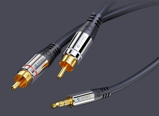 Kabel audio Sonero 1.5m mini jack RCA czarny