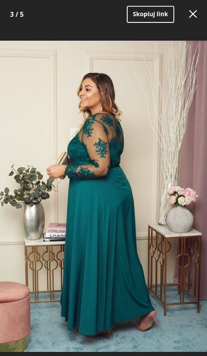 Długa sukienka butelkowa zieleń r. 46