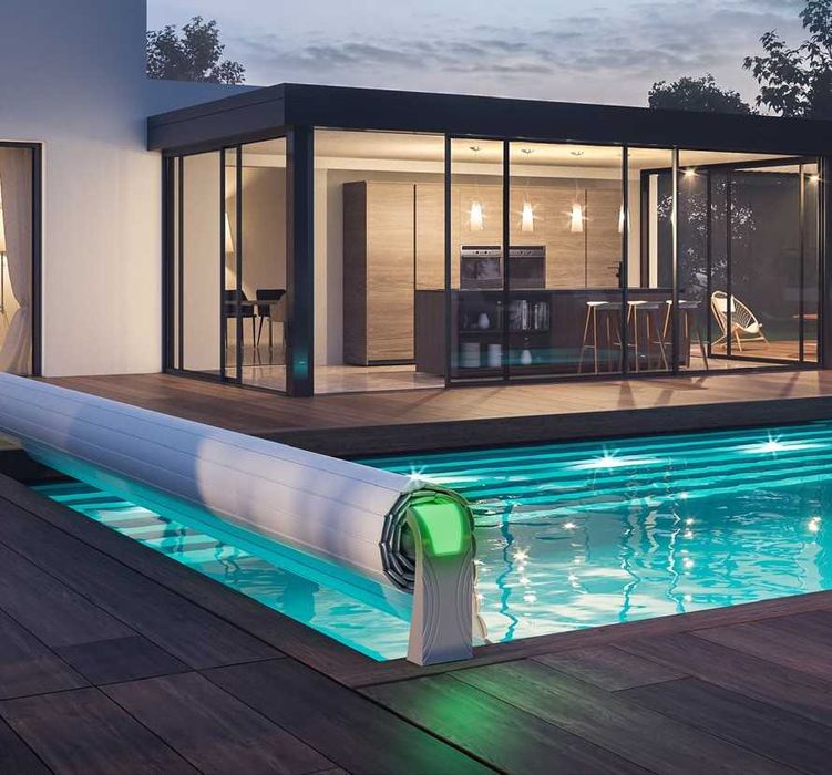 Cobertura de Segurança piscinas modelo Aero laminas azuis de 3x4m