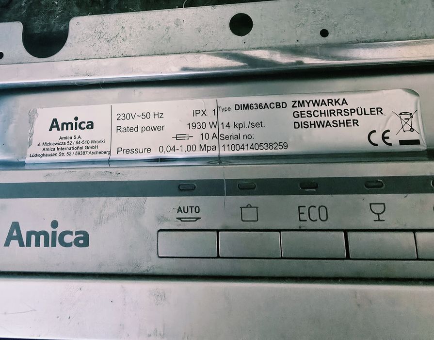 Zmywarka Amica  60 podświetlany panel /Sprzedam Pilnie
