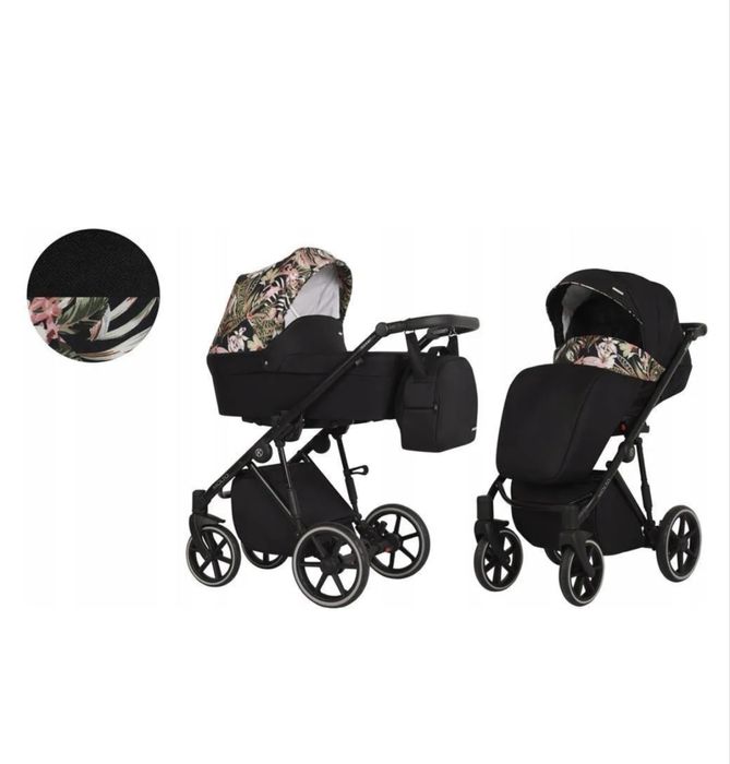 Wózek 3 w 1 Kunert Molto czarny +kwiaty