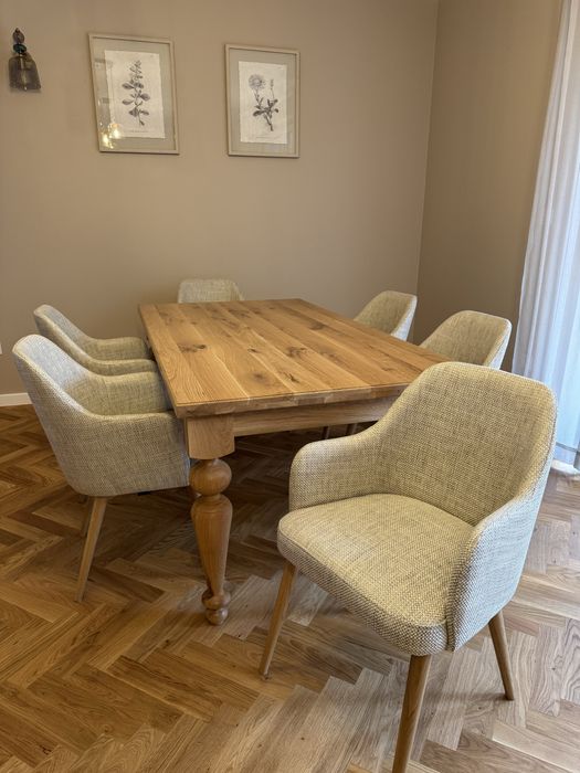 Stół dębowy, toczone nogi, nowy