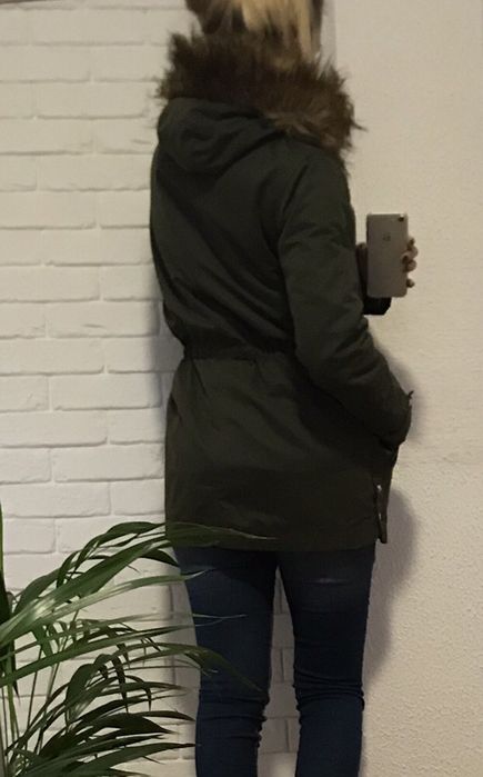 Kurtka parka ZARA khaki futerko
