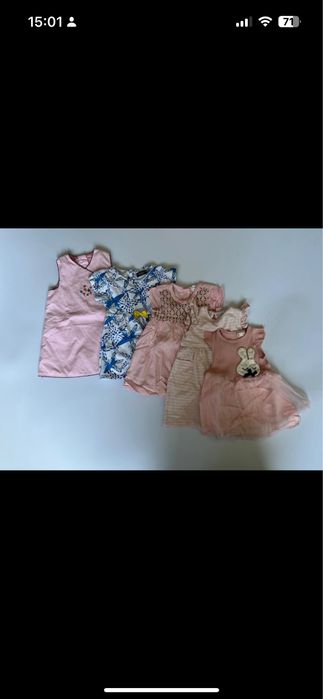 Zestaw paka ubranek letnich dziewczynka r. 80. Sukienki eleganckie