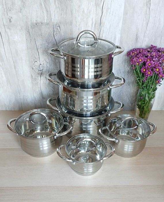 Zestaw garnków Elitehoff E-4021 – 6 sztuk gaz, indukcja, grube dno