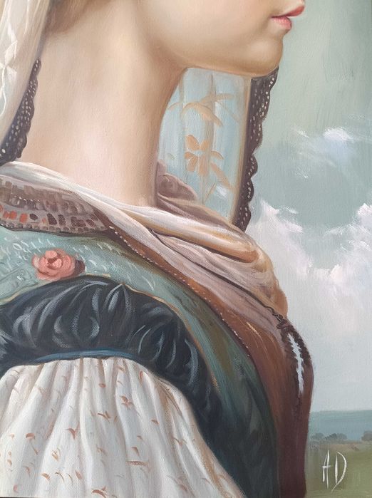 Grande Quadro 80x60 - Óleo de Anne Dias -"Lady Verity of Gilded Skies"