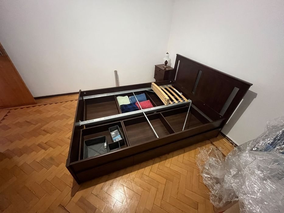 Cama de casal SONGESAND 200x140 com 4 gavetoes  castanho