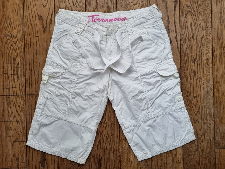 Spodenki damskie do kolan, bermudy, białe, Terranova, rozm S