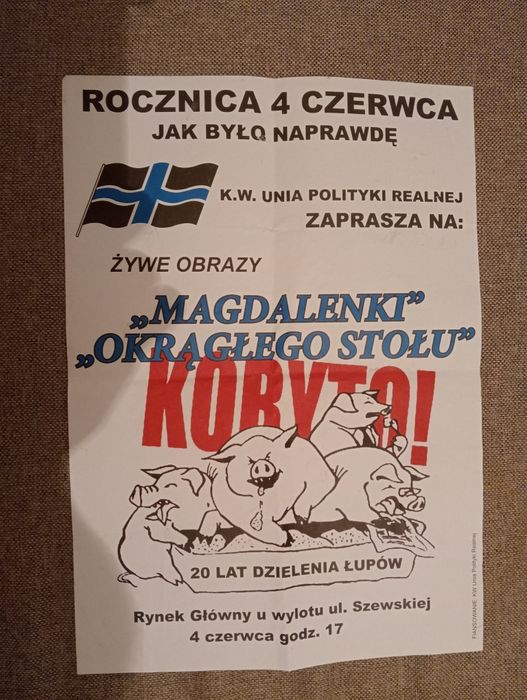 Plakat 20 rocznica 4 czerwca Uni Polityki Realnej Jak było naprawdę