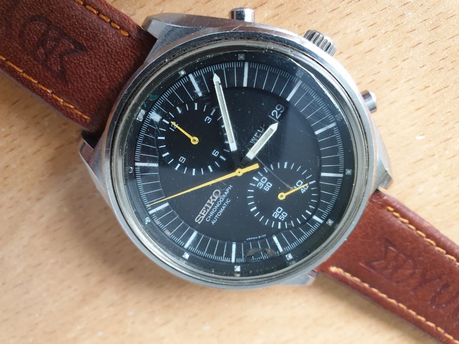 Relógio cronógrafo Seiko modelo Jumbo movimento 6138