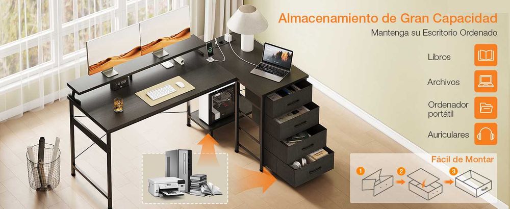 Mesa ODK em L - 160 x 80 cm