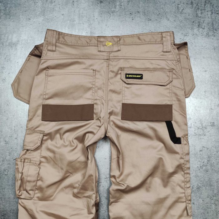 MĘSKIE Spodnie Work Bojówki Wzmocnione NOWE Dunlop Cordura Klapy Logo