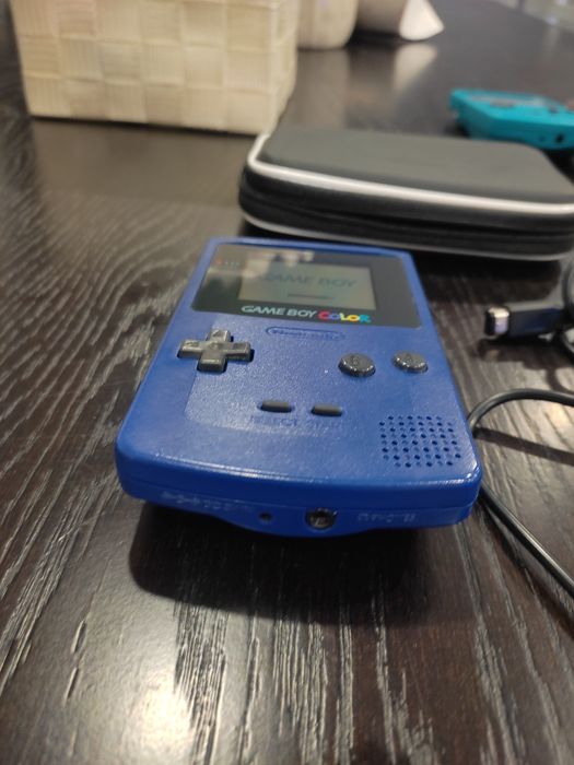 Conjunto Gameboy Color Roxa com cabo link carregador USB e bolsa de proteção