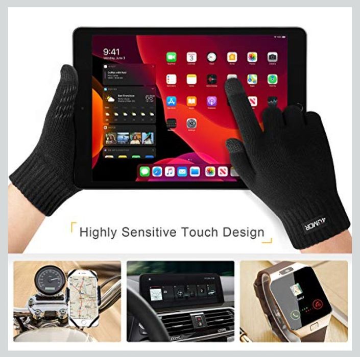 4UMOR Zimowe ciepłe dzianinowe rękawiczki ekran dotykowy