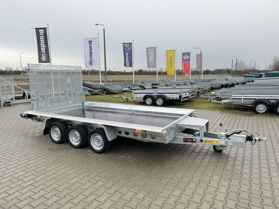 Wiola B3540 MAX - 400 x 170 cm | 2546kg ładowności | trap stalowy | 3-osiowa budowlanka  przyczepa do przewozu sprzętu budowlanego | koparki