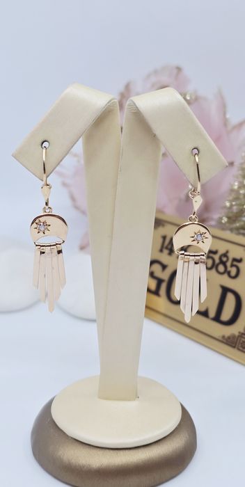 Złote kolczyki wiszące próba 585 14k Używane