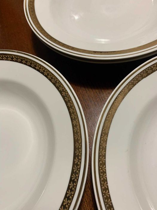 antyczne , porcelanowe talerze, głębokie  - złoto 24 k.- Włocławek
