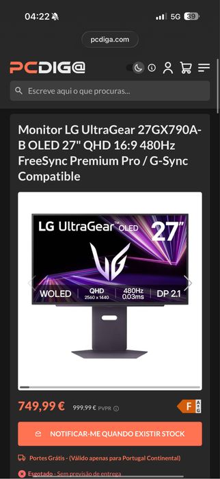Monitor oled 480hz lg