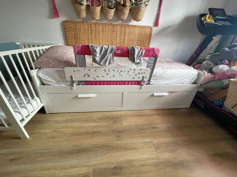 BRIMNES Cama IKEA indiv/dupla c/2 gav, branco, 80x200 cm
