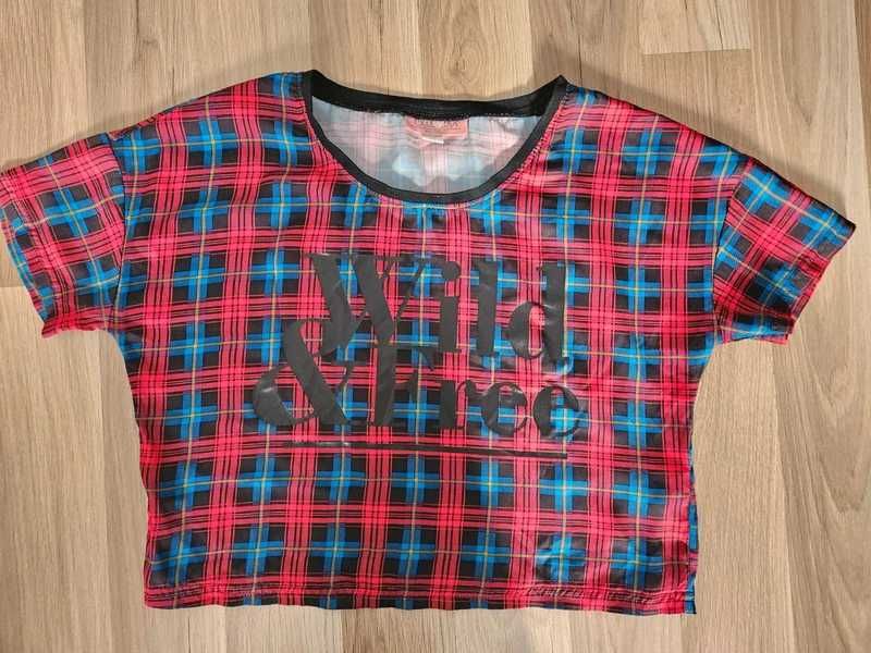 Koszulka w kratkę, rozmiar XS – krótki rękaw, bardzo dobry stan