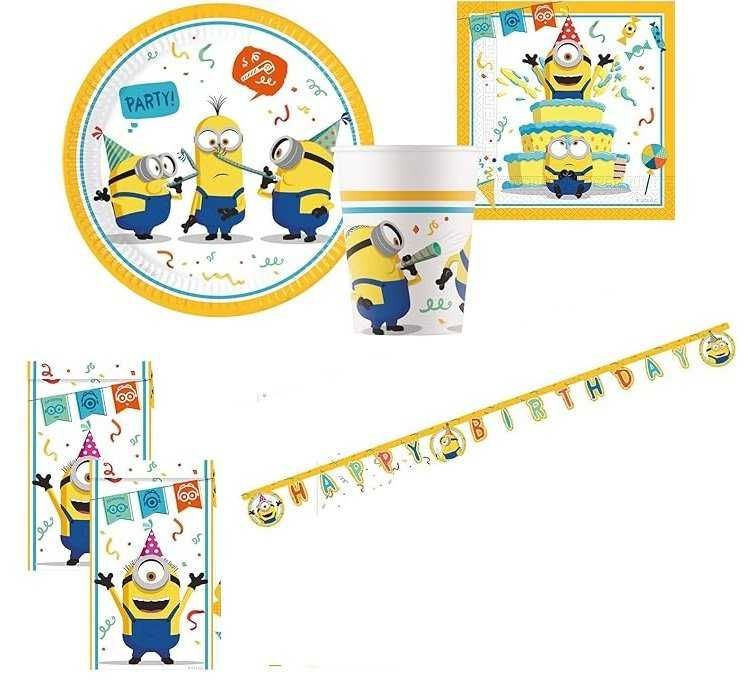 Conjunto de festa aniversário e festas temáticas Minions